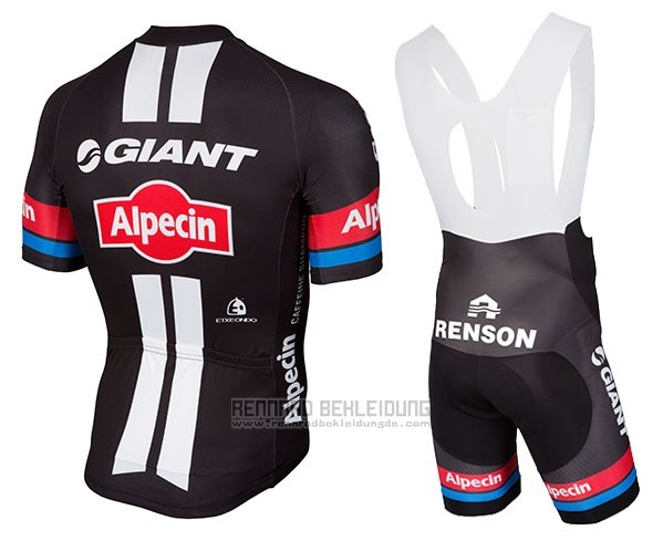 2016 Fahrradbekleidung Giant Alpecin Shwarz und Rot Trikot Kurzarm und Tragerhose